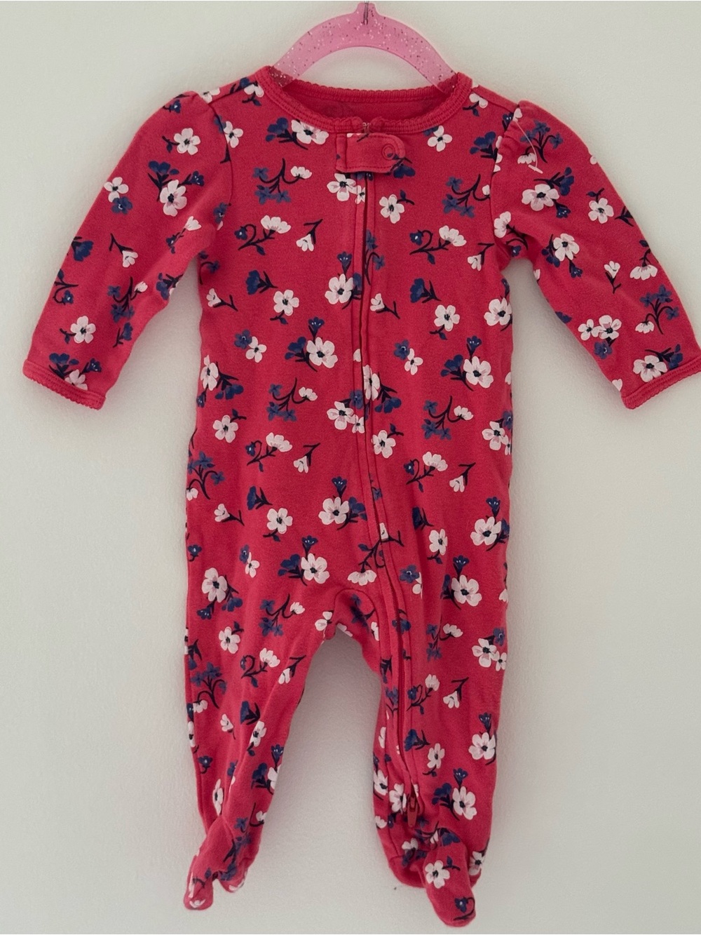 NWOT Carter's Berry Red Navy Floral Zip Footed Sleeper 6M Baby Girl Cotton